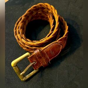 Polo Ralph Lauren genuine leather weaved belt 32 waist boys brass buckle